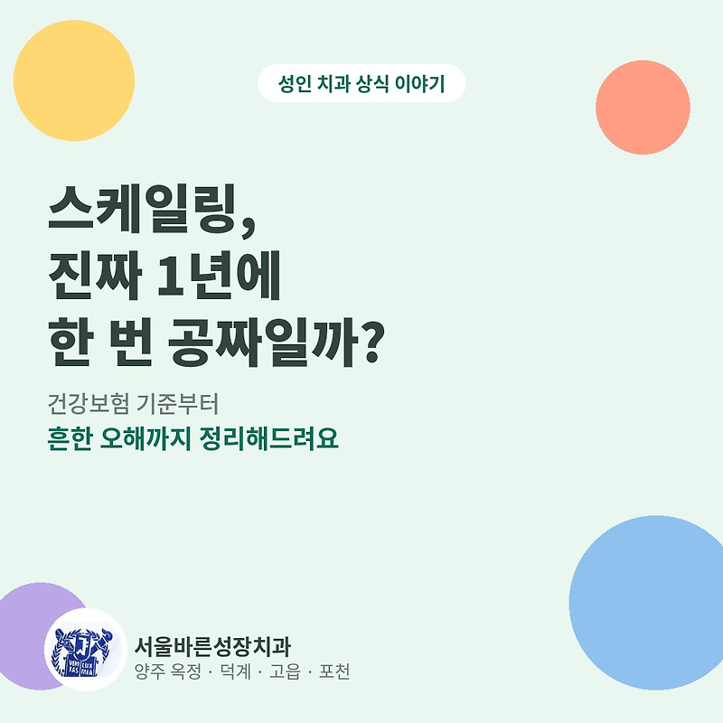 스케일링, 진짜 1년에 한 번은 공짜일까? 건강보험 적용 기준과 흔한 오해 · 블로그 대표이미지